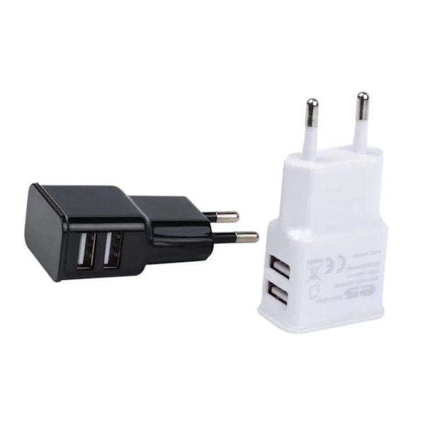 5V/2A Telefonladdare för Samsung S6 S7 S8 S20 Note20 10 9 8 Dubbel USB Hem Reseladdare Mobiltelefon Ström EU 1usb White