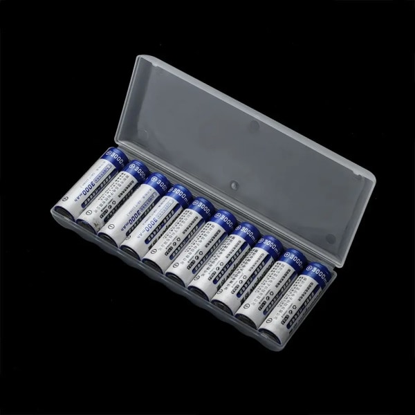 10-håls genomskinlig plastbatteriförvaringslåda för AAA/AA/18650 organizer Case For 10pc AAA Battery