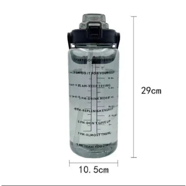 2L halmvattenflaska Plastvattenkopp med stor kapacitet Bärbar dryckesflaska med tidsmarkör för utomhussport Fitness Purple 2.0L