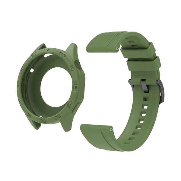 Silikonarmband för Huawei Watch GT4 GT5 46mm Ersättningsarmband + Skyddsfodral Spruce Green Bundle Huawei GT4 GT5 46mm