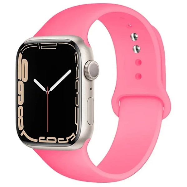 Silikonarmband för Apple Watch-armband 44mm 45mm 40mm 41mm 42-38mm 45 mm sportarmband iwatch serie 8 7 6 5 4 3 SE 9 Ultra 2 49mm 35 bright pink 38 40 41 S10-42mm ML