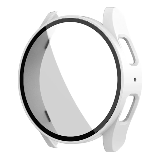 Härdat glas + PC-skal för Samsung Galaxy Watch 7/6/5/4 FE 44mm 40mm 3D Full täckning stötfångare skärmskydd skal + film Tillbehör White 04 Galaxy 5 4 44mm