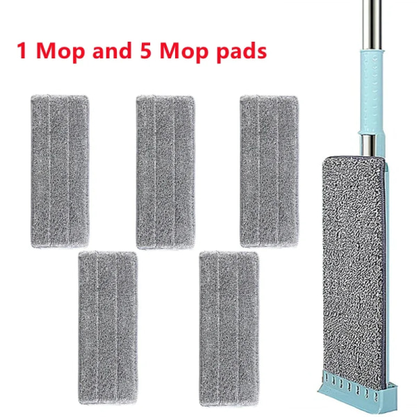 Nyaste plattmopp i mikrofiber Handfri golvmopp för rengöring med tvättbara moppar Lazy Mop Hushållsrengöringsverktyg 2023 6 cloth