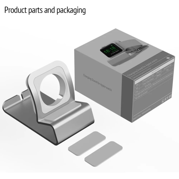 Aluminium silikonfäste Laddare Dockningsstation Laddningshållare för apple watch Stand Series SE/6/5/4/3/2/1Charging Cradle Stand Gray