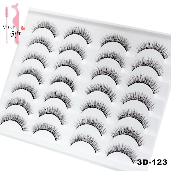 Ayrmilla Naturliga Falska Ögonfransar 5/10/14Pairs Dramatiska 3D Mink Lassar Tjocka Falska Ögonfransförlängning Faux Cil S Makeup Maquiagems 14Pairs-3D123