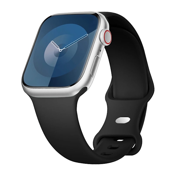 Silikonarmband för Apple Watch Band 40mm 44mm 46mm 45mm 41mm 49mm 38 42 Correa Armband iWatch serie 6 ultra2 7 8 9 se 10 band Black 38 40 4142mm S-M