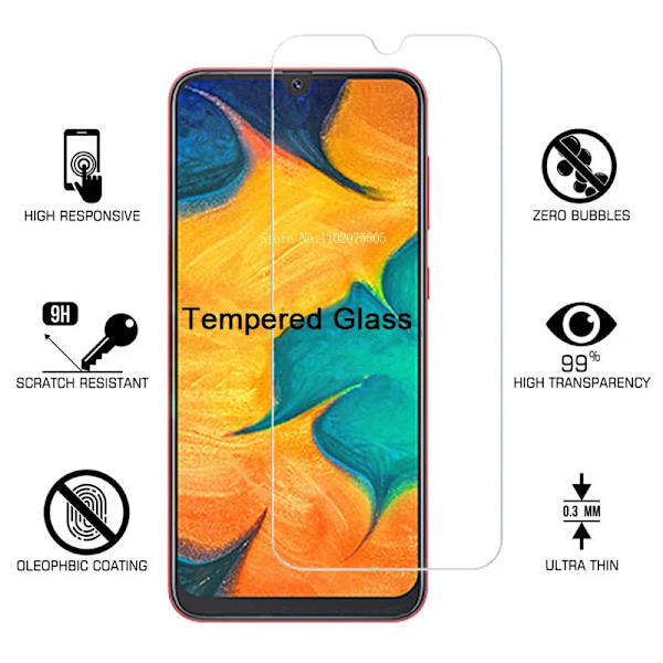 2 st Glas 9H HD Härdat Glas för Samsung A50 A40 A30 A10E A20E Skärmskydd för Samsung Galaxy A90 A80 A70 A60 A2 Core For A90 2 Pieces