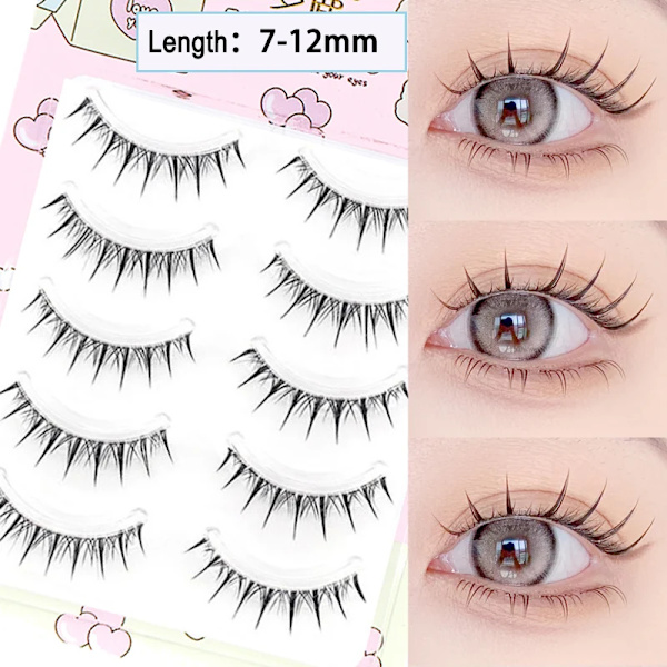Dröm Deer 5 Par Falska Ögonfransar En Typ Ögonfransar Uppgraderad Lash V-Formad 0.14Mm Transparent Stam Mjuk Naturligt Öga Lashes Mink W-2