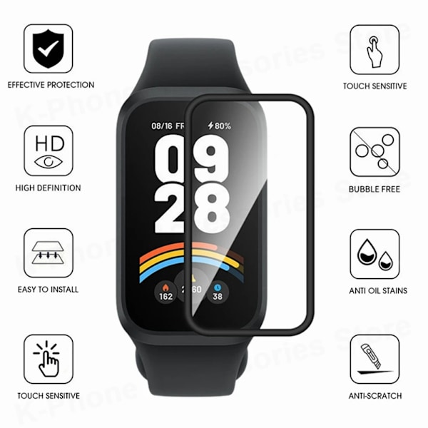 3D Böjd Kant Film För Xiaomi Smart Band 9 Active HD Mjukt Smart Klocka Skärmskydd Ej Glas För Redmi Band 3 3 Tillbehör 3Pcs For Mi Band 9 Active