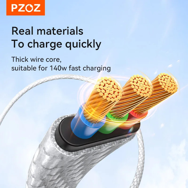 PZOZ 4 i 1 140W PD USB C-kabel Digital Display Snabbladdning För iPhone 16 15 14 Pro Max MacBook iPad USB Typ C-sladdladdare 60W Black 0.2m