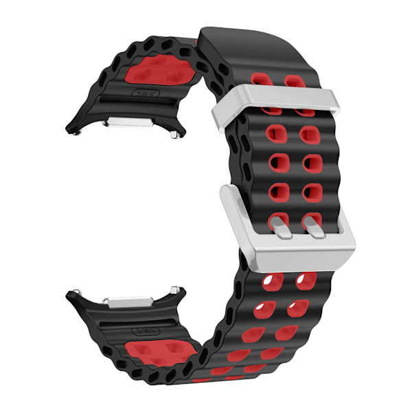 NYTT marint silikonarmband för Samsung watch ultra 47mm Armband utan glipor Sport tvåfärgat band för Galaxy 7 ultra klockarmband Black Red-S Galaxy Watch 7 Ultra