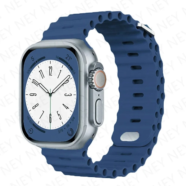 Ocean armband för Apple Watch Ultra 2 Band 49mm 9 8 7 45mm 41mm Silikonarmband Armband iWatch 6 5 4 3 SE 44mm 40mm 42mm band 18 deep chasing blue 42mm 44mm 45mm 49mm