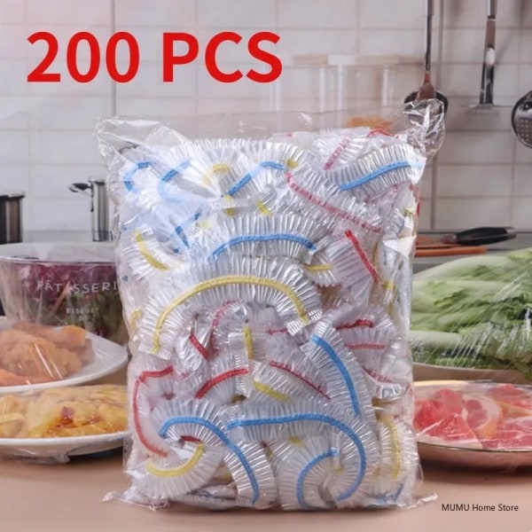 50/100/200 st Cover Plastpåsar för frukt och grönsaker Färskhållbar matförpackning påsar Förvaringspåse Cover 100pcs