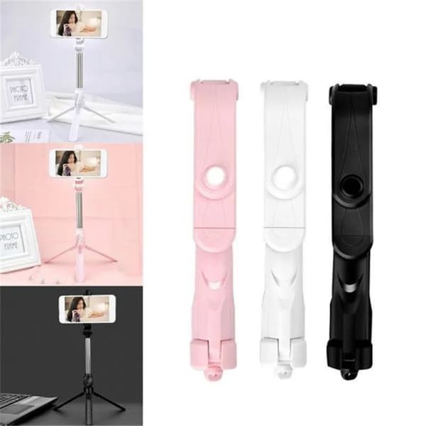 Bluetooth Selfie Stick Roreta 3 i 1 Trådlös Vikbar Mini Stativ Expanderbar Monopod med Fjärrkontroll för iPhone IOS Android WHITE