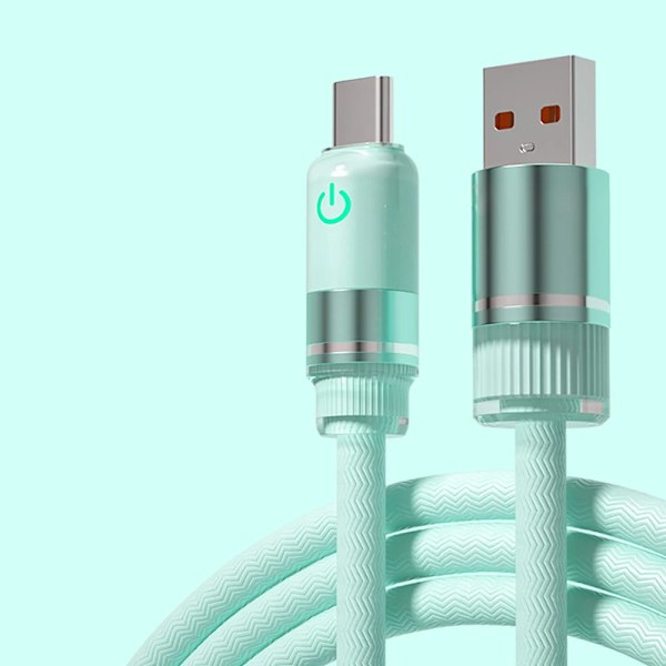 Max 100W 6A USB-C Supersnabb Laddningskabel Kraftig Nylonfläta USB till Typ C För Samsung Xiaomi Redmi Huawei OPPO VIVO Oneplus green 1m