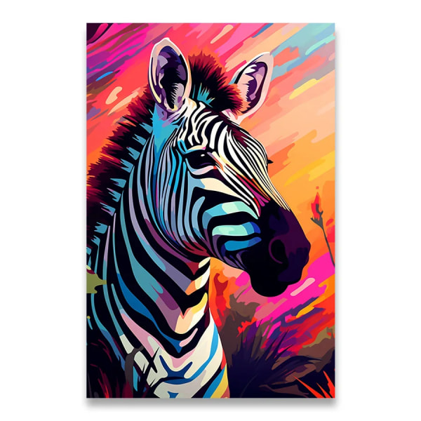 1st Dukmålning Abstrakt Serie Färgglad Elefant Tiger Zebra Giraff Djur Dukmålning Ornament för hembild 4 50x70cm No Framed