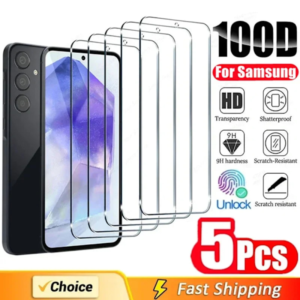 5-pack Skärmskydd för Samsung A55 A15 A54 A34 A13 A14 A53 A52 A12 A33 A52S A32 A35 A71 A72 A51 A22 S10E S20FE Härdat Glas For Samsung A52S 5G 5 Pieces