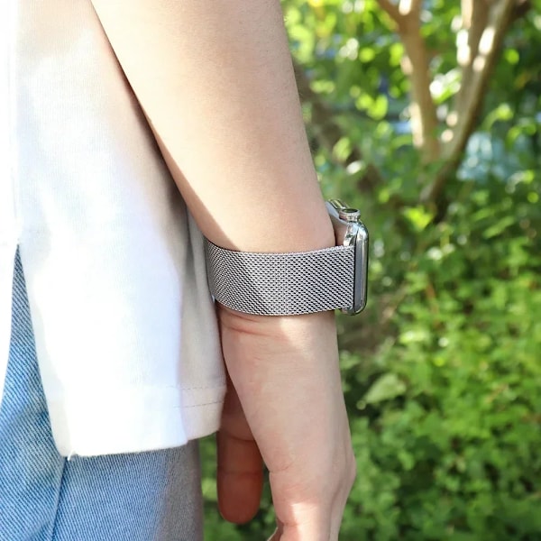 Milanese Loop för Apple Watch armband 44mm 40mm 45mm 41mm 42-38-44mm rem ultra 2 49mm metallarmband iwatch series 9 8 7 6 SE 5 4 3 08 green 42mm 44mm 45mm 49mm