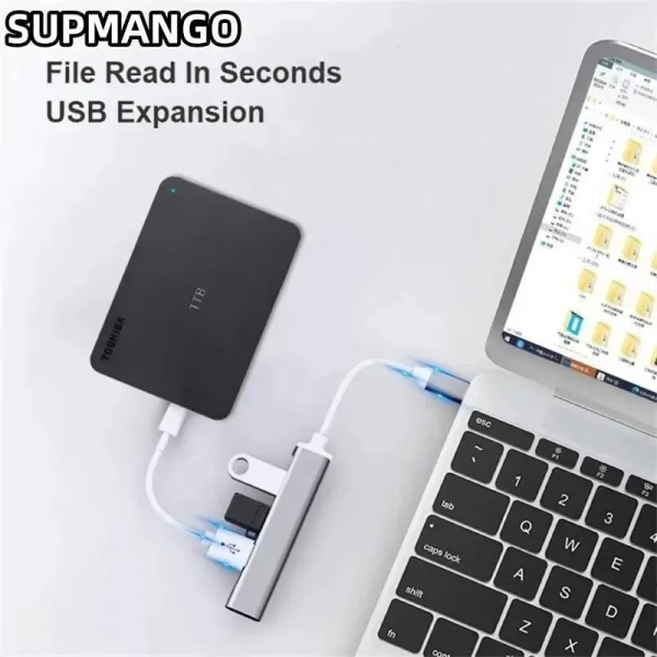 En Alliage D'aluminium Splitter Multi-funktion Un Glisser Quatre Hubs Hub Expander Haute Vitesse Ordinateur Multi Interface Dock USB Black Silver