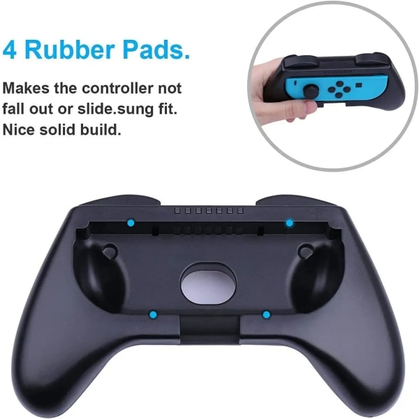 Kompatibel med Nintendo Switch/Switch OLED Joy-Con, 3 i 1 Slitstarkt Game Switch Controller Handle Case Kit Black