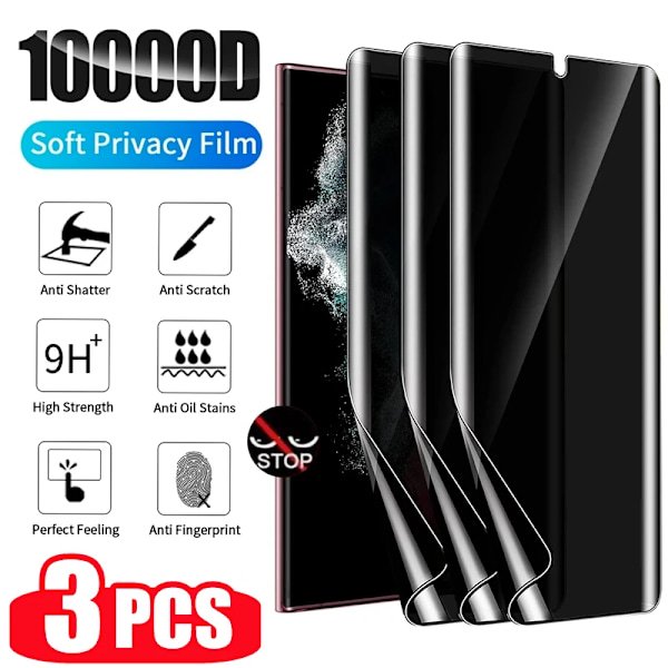 3 st Anti-Spion Hydrogel Film För Samsung Galaxy S21 S23 S22 S24 Ultra Sekretess Skärmskydd Film För Samsung S21 S22 S23 S24 S22Ultra or S23Ultra Anti Peeping Film