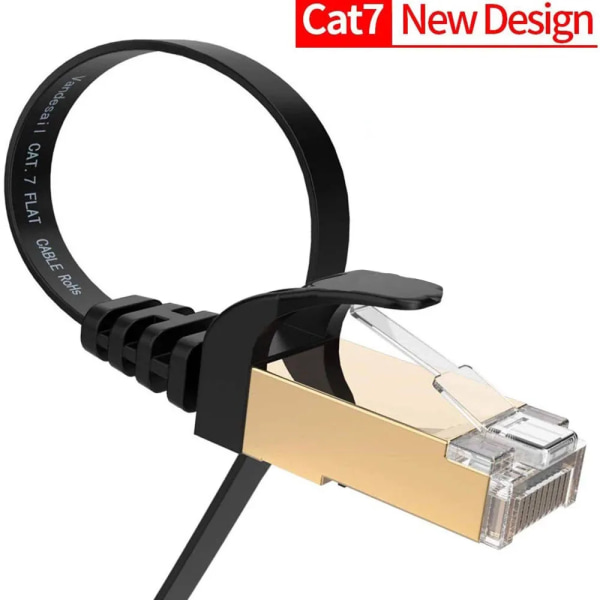 Kabel för kabel Ethernet platta Cat 7, häll modem, router, LAN, PC 1m 2m 3m 5m 10m 20m 30m 5M Black