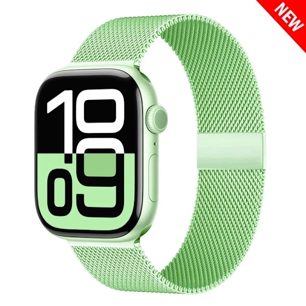 Milanese loop för Apple Watch armband 45mm 44mm 40mm 41mm 42mm-46mm stjärnljus armband iwatch serie 8 7 6 5 SE 9 10 Ultra 2 49mm mint Green 35 38-40-41-(S10)42mm