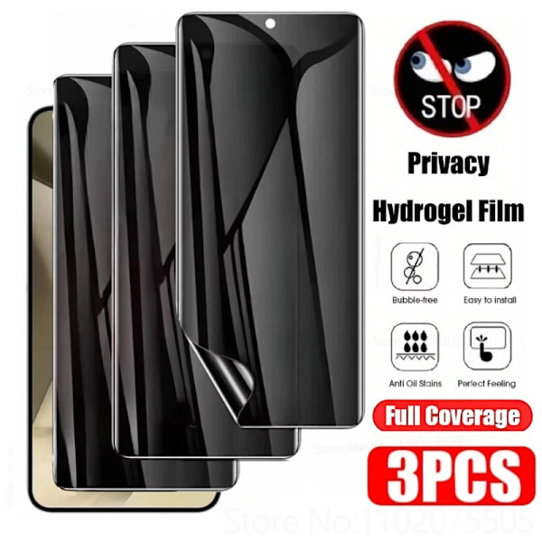 3-pack Anti-Spion Hydrogel Film För Samsung S25 Ultra S24 S23 S22 S21 Sekretess Skärmskydd För Samsung S24 S23 FE S10 S9 Plus Galaxy S23 Ultra Anti Peeping