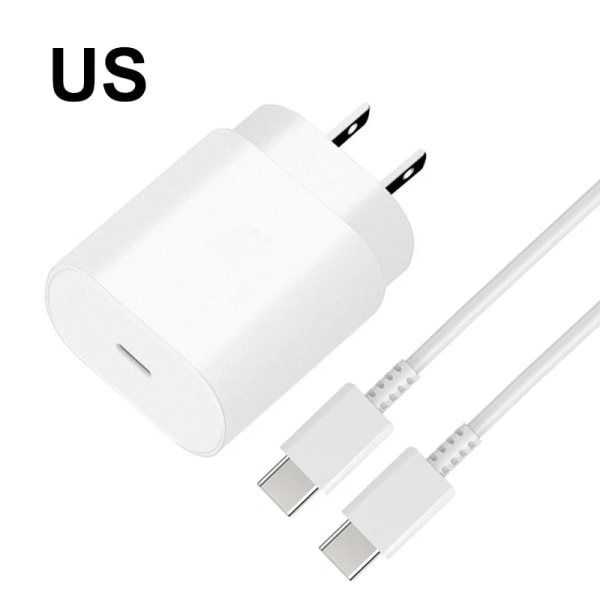 25W PD3.0 Charge Super Rapide Pour Samsung Galaxy S22 S23 Ultra S21 S20 FE USB-C Typ C Kabel Note 20 10 9 A71 Telefonladdning US White Charger