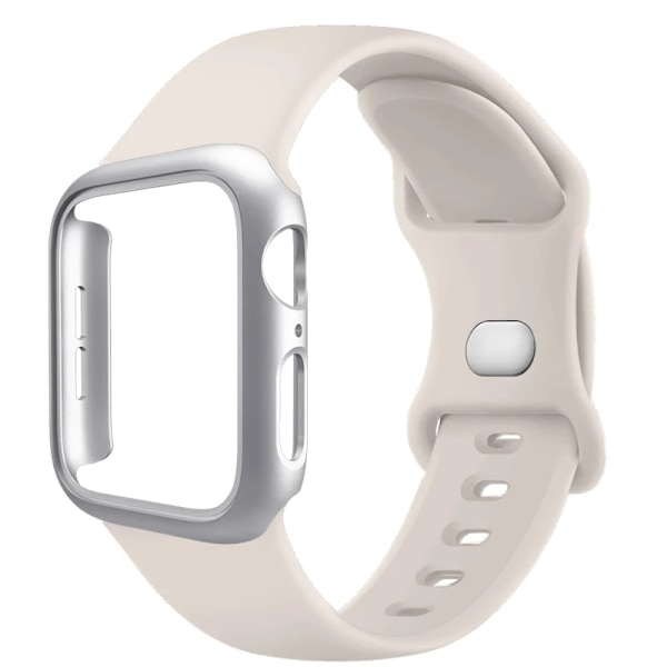 PC-fodral + Silikonarmband för Apple Watch 10 9 8 7 6 5 4 Ultra 49mm Skyddande Skal Stötfångare för IWatch 46 45 41 40 44 38 42mm Armband Star Light 45mm