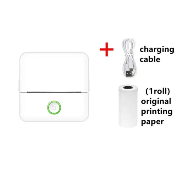 Mini HD bärbar etikett thermal skrivare Endurance Bluetooth skrivare för student Fel Titel Anmärkning Fel ficka Bläckfri utskrift WHITE