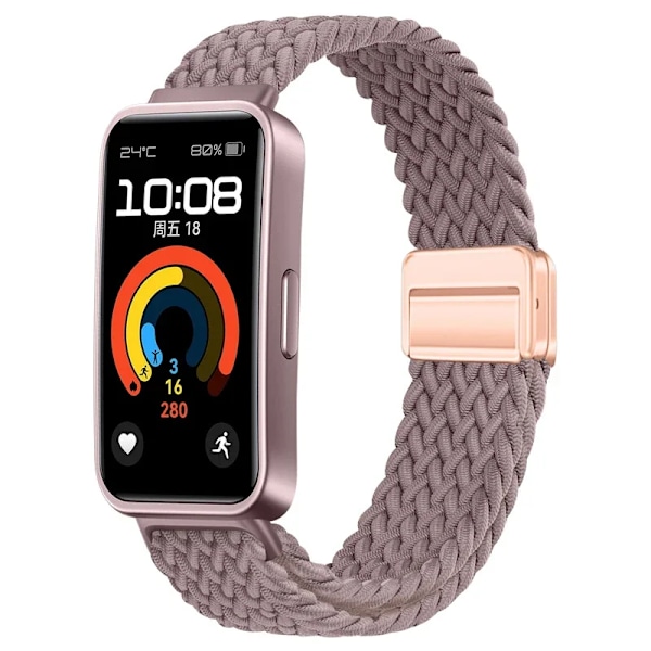 Nylonflätat armband för Huawei Band 10 9 8 Justerbart magnetspänne Armbandsur Huanwei Band 10/9/8 Tillbehör correa Smoke purple For Huawei Band 10
