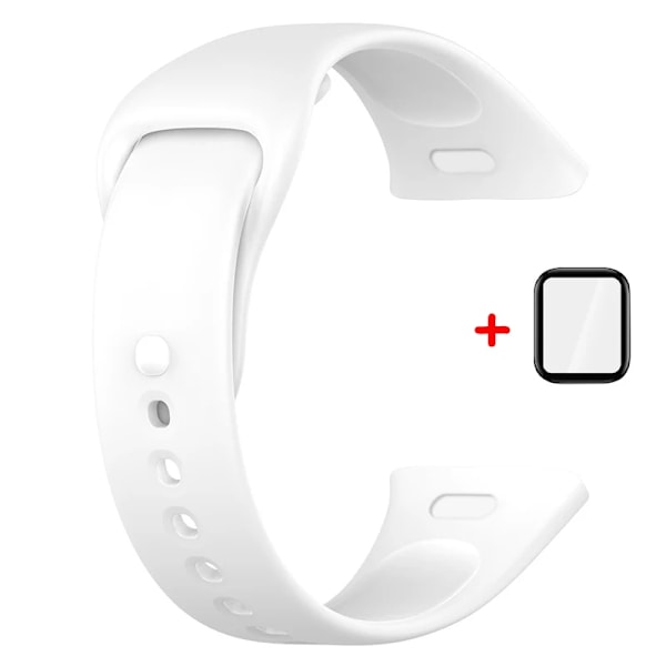 Silikonarmband för Redmi Watch 3 Active Lite Ersättningsarmband Armbandsur för Xiaomi Mi Watch Lite med Skärmskydd White-Pmma Redmi Watch 3 Lite