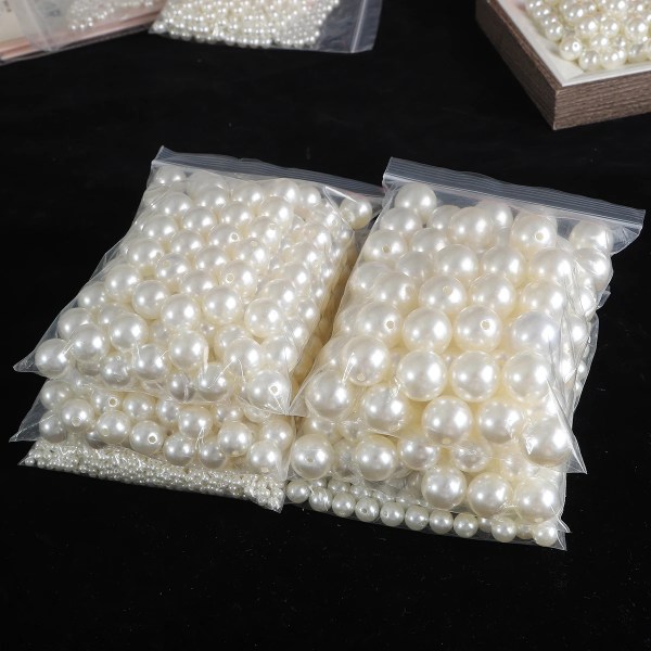 3-20 mm 10-1000 st rakt hål ABS-imitation pärlbeige vitt armband med runda pärlor för att tillverka smycken style6