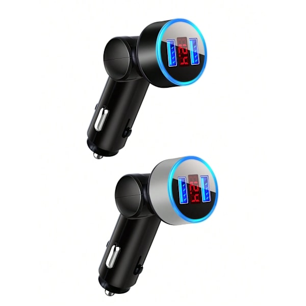 6 I 1 Billaddare Med Digital Display - Usb Och 2 Pd Portar, Qc3.0 Snabbladdning, Universal Adapter Kompatibel Med Iphone, Samsung, Android, Black