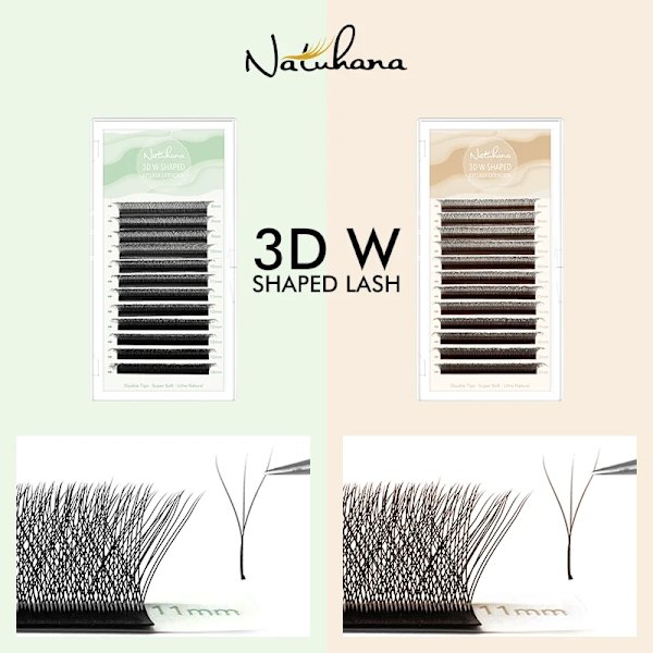 Natuhana Lashes 3D W Form Matt Ögonfrans Extension Klöver Fans Ögonfransar Individuell Premade Ryska Volym Fan Mink Falk Sminka 0.07mm LC