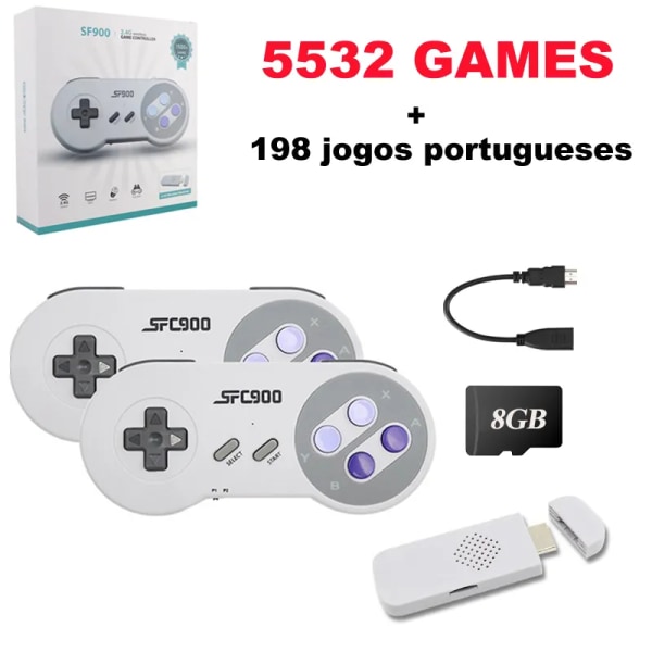 SF900 Retro videospelskonsol Inbyggd 16-bitars 1500/4737/5532-spel HDMI-kompatibel Game Stick TV-spelkontroll 5532 Games With BR