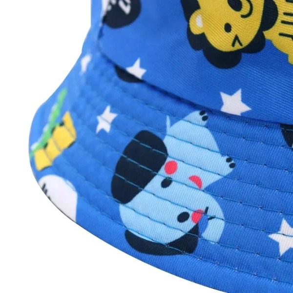 Dubbelsidig baby Söt Enhörning Broderade Tecknade Djur Barn Pojkar Flickor Fiskare Kepsar Utomhus Barn Solhatt Blue -hello bear 48-52cm 2-5 years