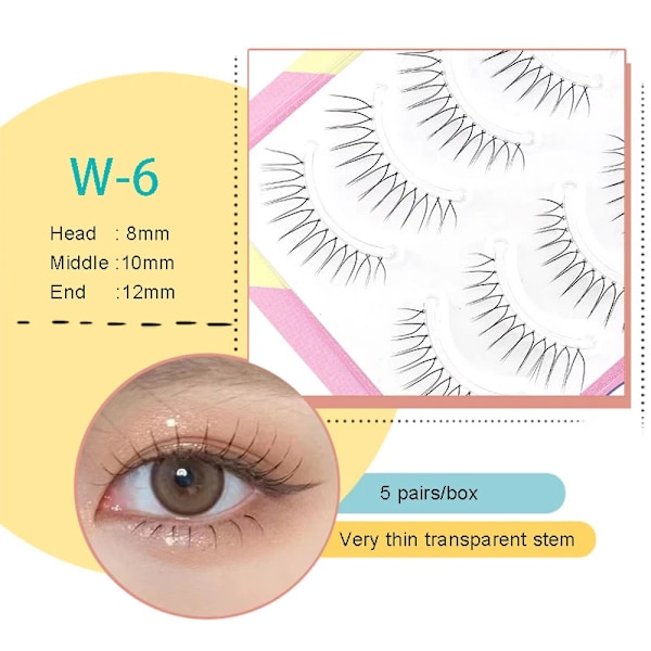 Dröm Deer 5 Par Falska Ögonfransar En Typ Ögonfransar Uppgraderad Lash V-Formad 0.14Mm Transparent Stam Mjuk Naturligt Öga Lashes Mink W-2