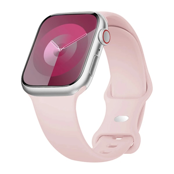 Silikonarmband för Apple Watch Band 40mm 44mm 46mm 45mm 41mm 49mm 38 42 Correa Armband iWatch serie 6 ultra2 7 8 9 se 10 band Pink Sand 38 40 4142mm S-M
