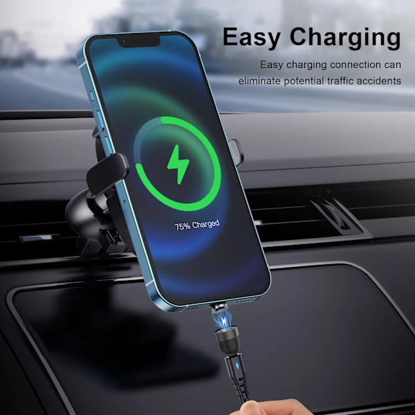 USLION 7A Magnetisk USB Snabbladdningskabel Typ C Mirco Telefon Datakabel För iPhone 16 15 Pro Max Xiaomi 14 POCO F6 Oneplus 13 Purple 3in1 2m
