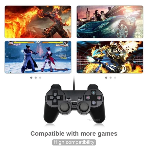 USB kabelansluten PC Game Controller Gamepad För WinXP/Win7/Win8/Win10 Joypad För PC Windows Dator Laptop Svart Game Joystick Black