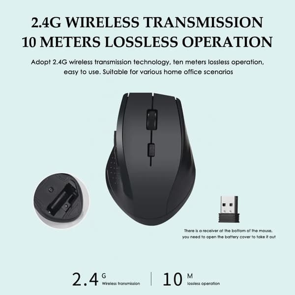 Trådlös mus Mini Silent 2.4G USB datormus optisk möss ljudlös justerbar DPI mus för Windows Mac Linux black