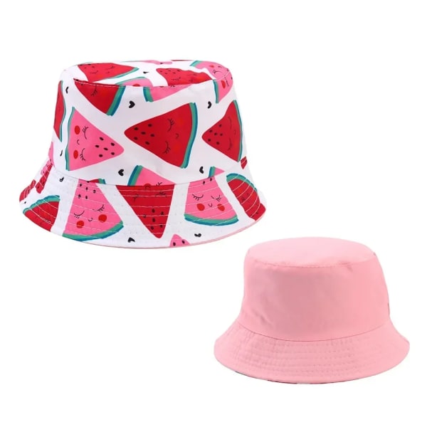 Dubbelsidig baby Söt Enhörning Broderade Tecknade Djur Barn Pojkar Flickor Fiskare Kepsar Utomhus Barn Solhatt Red - Watermelon 48-52cm 2-5 years