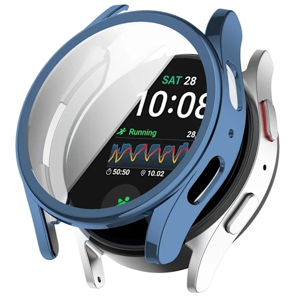 Silikon TPU Fodral Glas För Samsung Galaxy Watch 7 40mm 44mm Fulltäckande Skärmskydd Stötfångare för Watch7 44mm 40mm Skal Gold Galaxy Watch 6 40MM