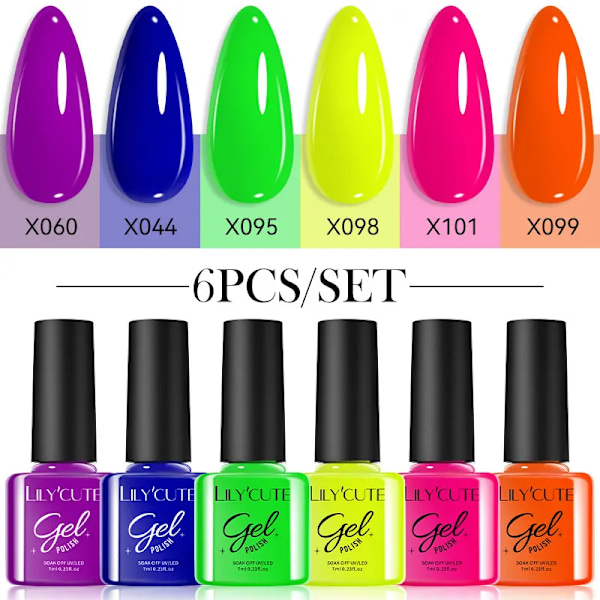 LILYCUTE 6 st/set 7ml Kaffeserie Gel Nagellack Kit 125 Färger Manikyr Semi Permanent Soak Off UV Nagelkonst Gel Lack 6Pcs 12
