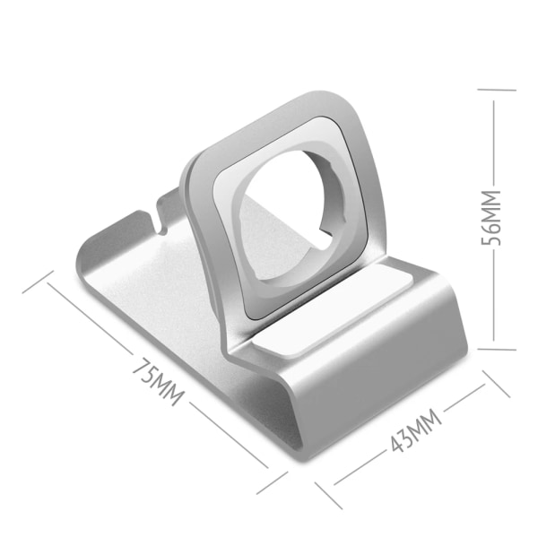Aluminium silikonfäste Laddare Dockningsstation Laddningshållare för apple watch Stand Series SE/6/5/4/3/2/1Charging Cradle Stand Silver
