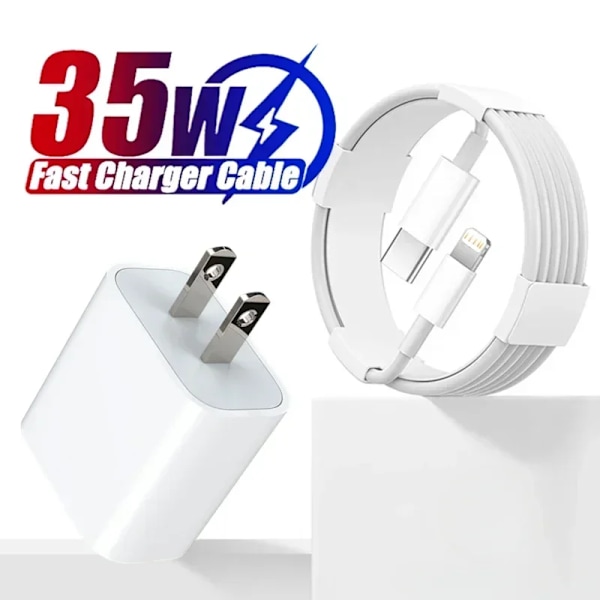 35W PD Snabbladdare för iPhone 13 Pro 14 Plus 11 12 mini XS Max XR X iPad Air Snabbladdningskabel USB-C Ström 2m Cable EU Charger set B