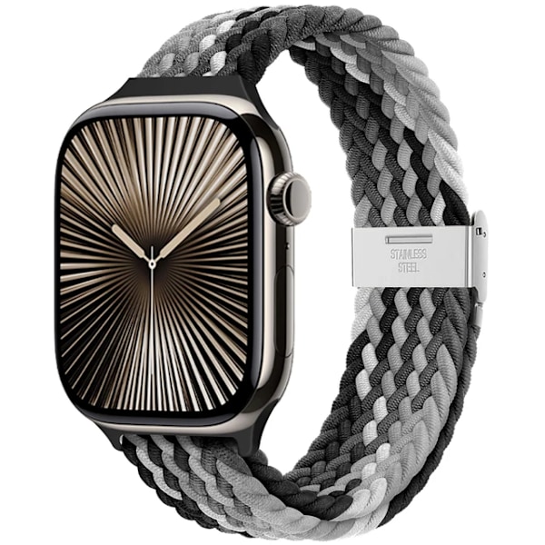 Armband för Apple Watch 46mm 45mm 44mm 49mm 40mm 41mm 42mm Flätad loop correa armband iWatch serie 10 8 9 7 5 se 6 4 Ultra Black clever-Slim 38 40 41 S10-42 mm
