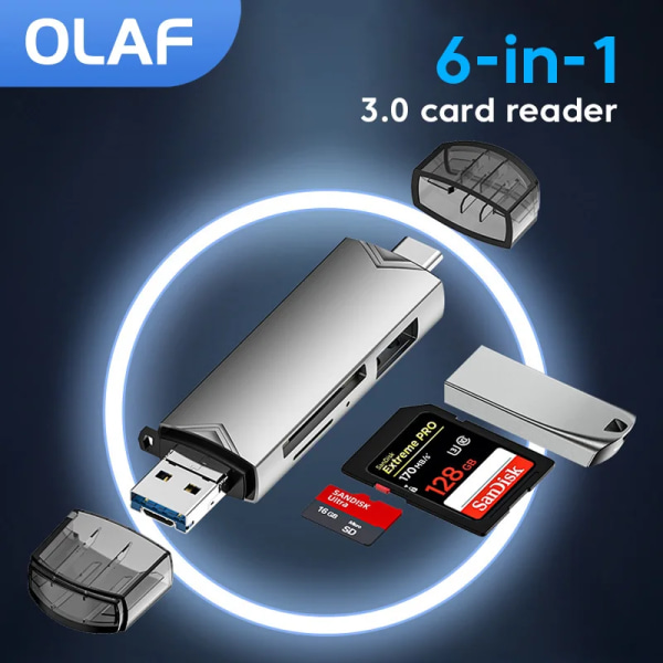 Olaf – lecteur de carte Micro sd de Type C à USB OTG, adaptateur 6 en 1, clé USB 3.0 TF 5 in 1  pull head